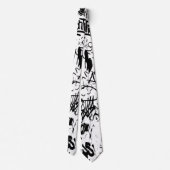 白黒グラフィティ抽象芸術コラージュ ネクタイ (裏面)