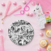 白黒グラフィティ抽象芸術コラージュ ペーパープレート (パーティー)