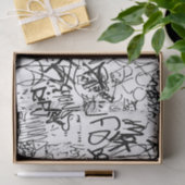 白黒グラフィティ抽象芸術コラージュ 薄葉紙 (ギフト)