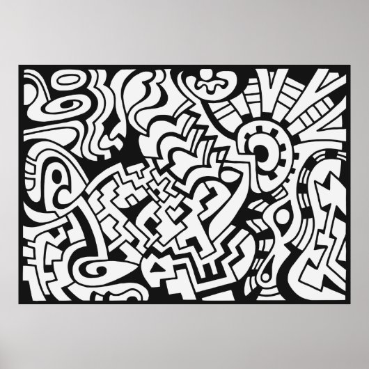 白黒グラフィティ通りアート ポスター (正面)