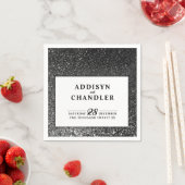 白黒グラムシックモダンズ結婚グリッター スタンダードカクテルナプキン (インサイチュ)
