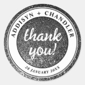 白黒グラムシックモダンズ結婚グリッター ラウンドシール (正面)