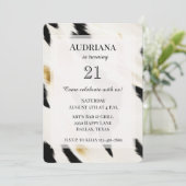 白黒グラム金ゴールドコウィドウェスタン誕生日 招待状 (スタンド正面)