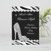 白黒グラモールナイトゼブラグリッターヒール 招待状 (スタンド正面)