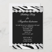 白黒グラモールナイトゼブラグリッターヒール 招待状 (裏面)