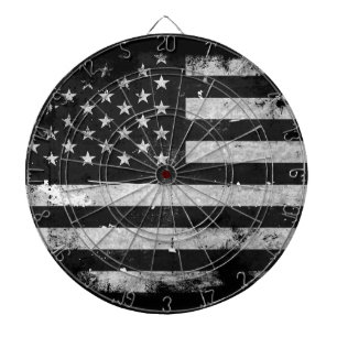 白黒グランジな米国旗 ダーツボード