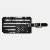 白黒グランジな米国旗 ラゲッジタグ (正面横)