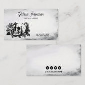 白黒グランジスカルバラタトゥーアーティスト 名刺 (正面/裏面)