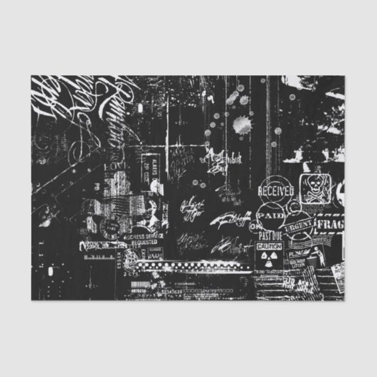 白黒グランジティッシュペーパー 薄葉紙 (正面)