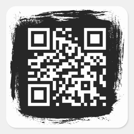 白黒グランジボーダーQRコード スクエアシール (正面)