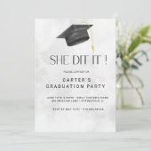 白黒グランジ卒業招待状 招待状 (スタンド正面)