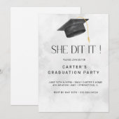 白黒グランジ卒業招待状 招待状 (正面/裏面)