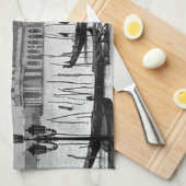 白黒グランドカナルヴェニタリアトラベル キッチンタオル (四つ折り)