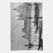 白黒グランドカナルヴェニタリアトラベル キッチンタオル (縦)