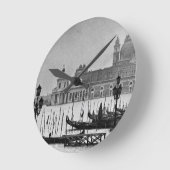 白黒グランドカナルヴェニタリアトラベル ラウンド壁時計 (傾斜)