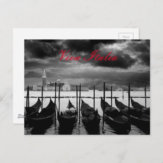 白黒グランドカナルヴェネツィアヴィヴァイタリアトラベル ポストカード (正面/裏面)