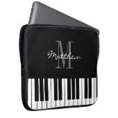 白黒グランドピアノ鍵カスタムモノグラム ラップトップスリーブ (正面右)