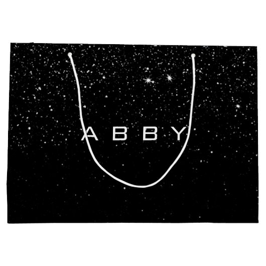 白黒グリッターの好意ギフトアビースパークルクス1 ラージペーパーバッグ (裏面)