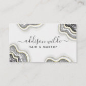 白黒グリッターアゲートジオデラックスシック 名刺 (正面)