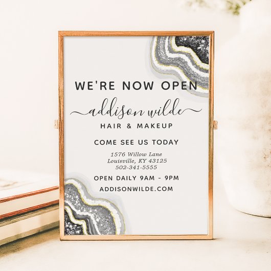 白黒グリッターアゲートジオデラックスビジネス ポスター