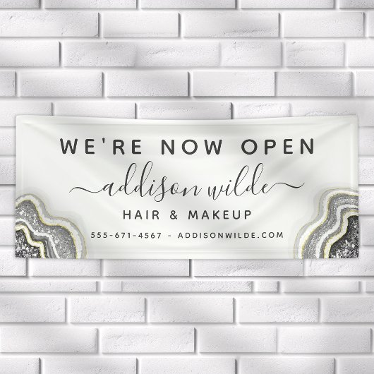 白黒グリッターアゲートジオデラックスビジネス 横断幕