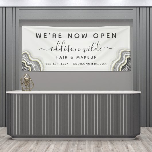 白黒グリッターアゲートジオデラックスビジネス 横断幕