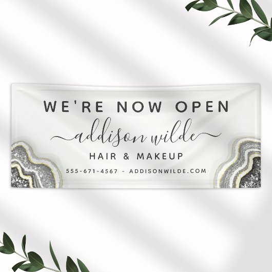 白黒グリッターアゲートジオデラックスビジネス 横断幕