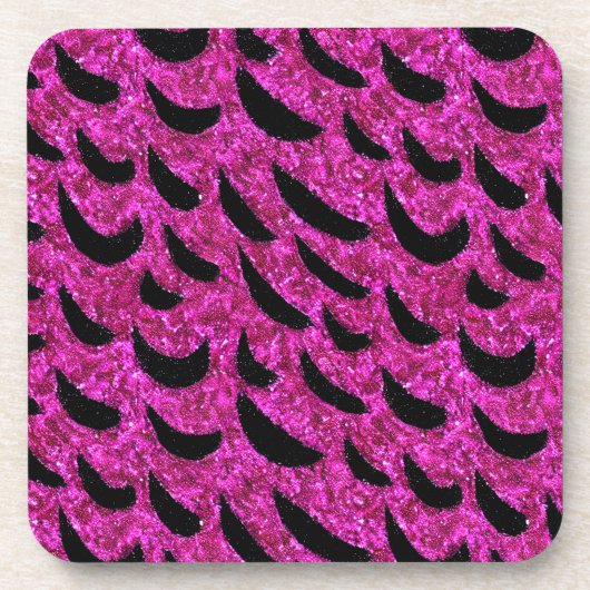 白黒グリッターアニマルプリントパターン コースター (正面)