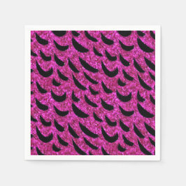 白黒グリッターアニマルプリントパターン スタンダードカクテルナプキン