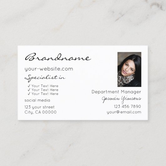 白黒グリッタースター（ロゴと写真） 名刺 (裏面)