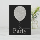 白黒グリッターパーティーバルーン 招待状 (スタンド正面)