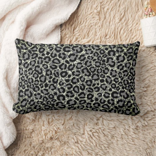 白黒グリッターヒョウ柄チーテモダンー ランバークッション (ブランケット)