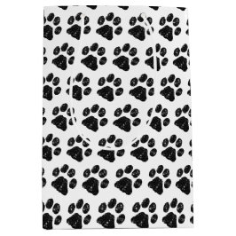 白黒グリッターポープリント ミディアムペーパーバッグ