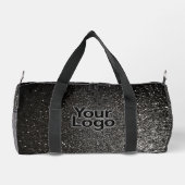 白黒グリッターラグジュアリービジネスロゴ ダッフルバッグ (裏面)