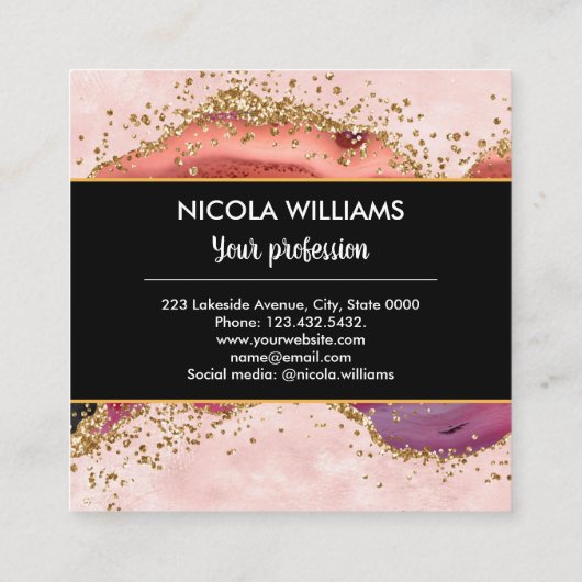 白黒グリッター大理石瑪瑙 スクエア名刺 (裏面)