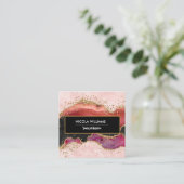 白黒グリッター大理石瑪瑙 スクエア名刺 (スタンド正面)