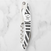 白黒グリッター幾何ストライプの性 ソムリエナイフ (正面)