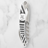 白黒グリッター幾何ストライプの性 ソムリエナイフ (裏面)