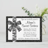 白黒グリッター招待状付きゼブラボウ 招待状 (スタンド正面)