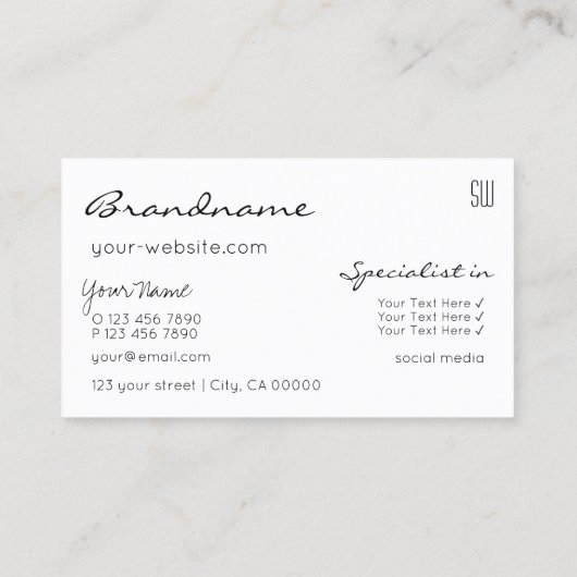 白黒グリッター星モノグラムモダン 名刺