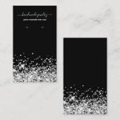 白黒グリッター署名イヤリングディスプレイ 名刺 (正面/裏面)