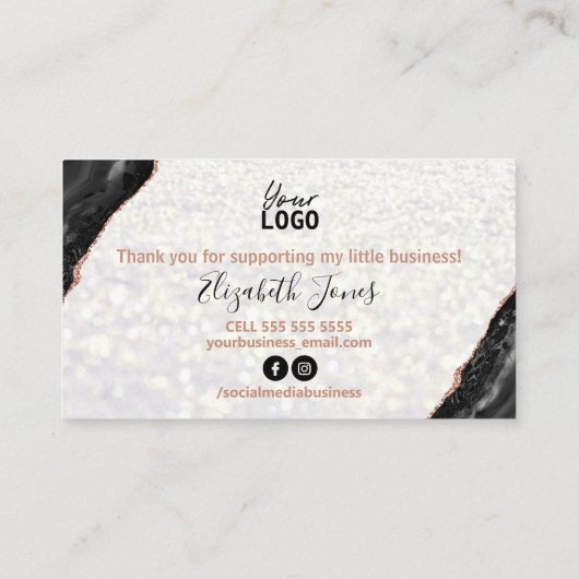 白黒グリッター購入ありがとう 名刺 (裏面)