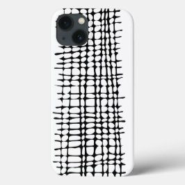 白黒グリッドパタオーガニックーン抽象芸術アート iPhone 13ケース
