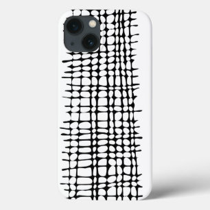 白黒グリッドパタオーガニックーン抽象芸術アート iPhone 13ケース