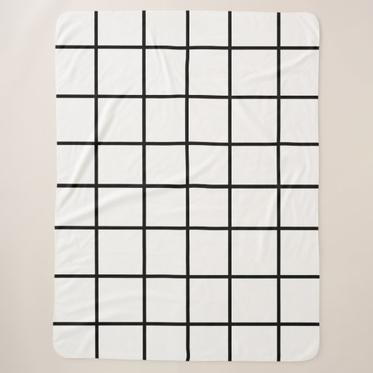 白黒グリッドパターン シェルパブランケット (正面)