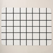 白黒グリッドパターン シェルパブランケット (正面(横))