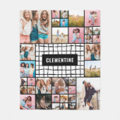 白黒グリッド34モダンミニマル写真スタイリッシュf フリースブランケット (正面)