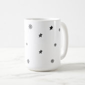 白黒グリーティングタイポグラフィホリデーオーナメント コーヒーマグカップ (正面右)