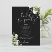 白黒グリーナリーモノグラムブライダル茶パーティー 招待状 (スタンド正面)