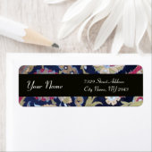 白黒グリーンクラシックオリエンタルフラワーズダマスク ラベル (インサイチュ)